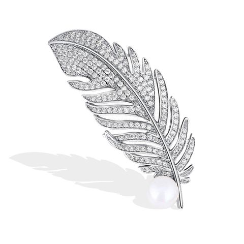Simple Style Leaf Alloy Plating Artificial Rhinestones Unisex Brooches
