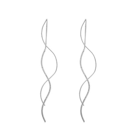 1 Pair Simple Style Waves Plating Copper Drop Earrings