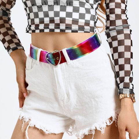 Fashion Rainbow Heart Shape Pvc Alloy Women's Chain Belts 1 Piece