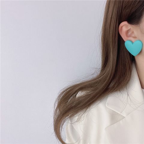 1 Pair Sweet Heart Shape Arylic Spray Paint Women's Ear Studs