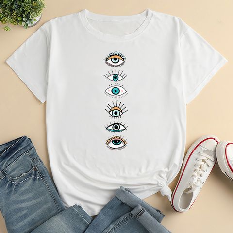 Women's T-shirt Short Sleeve T-shirts Printing Casual Eye