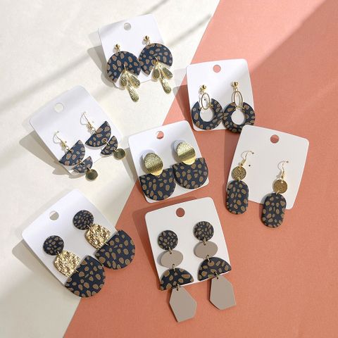 1 Pair Retro Semicircle Oval Polka Dots Soft Clay Patchwork Women's Drop Earrings