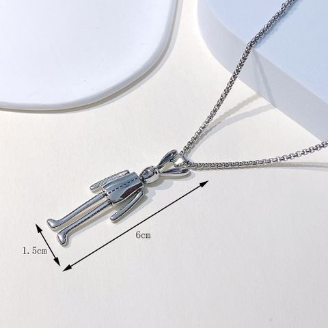 1 Piece Retro Rabbit Cross Bear Stainless Steel Alloy Inlay Turquoise Unisex Pendant Necklace