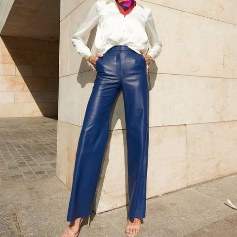 Women's Holiday Street Retro Solid Color Full Length Casual Pants Straight Pants