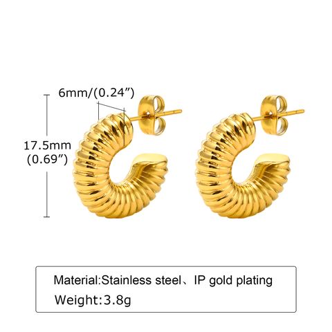 Fashion Round Titanium Steel Plating Hoop Earrings 1 Pair
