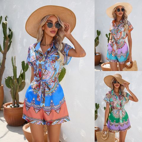 Women's Holiday Streetwear Printing Shorts Rompers