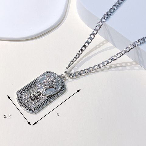 1 Piece Retro Rabbit Cross Bear Stainless Steel Alloy Inlay Turquoise Unisex Pendant Necklace