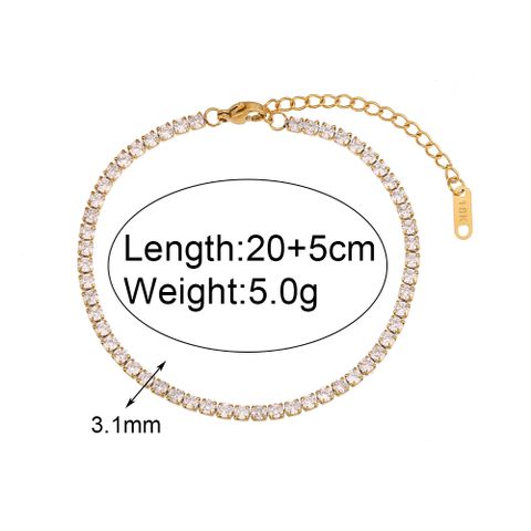 1 Piece Fashion Solid Color Stainless Steel Freshwater Pearl Plating Inlay Zircon 18k Gold Plated Women's Anklet