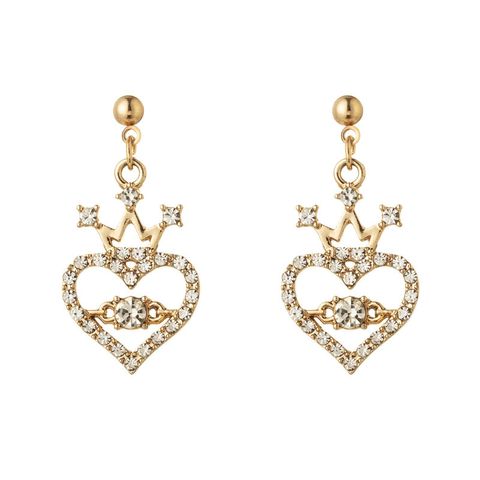 1 Piece 1 Pair Fashion Heart Shape Alloy Plating Inlay Artificial Rhinestones Women's Earrings Necklace
