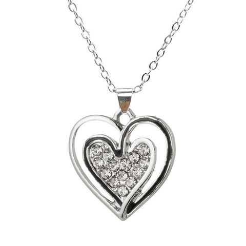 Europe And America Cross Border Diamond-embedded Love Necklace New Creative And Elegant All-match Heart-to-heart Seal Clavicle Chain Pendant Wholesale