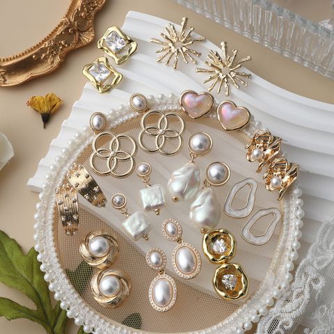 Retro Luxury Vintage Classic Baroque Pearl 925 Silver Stud Earrings Hong Kong Style Mid-ancient Irregular Earrings