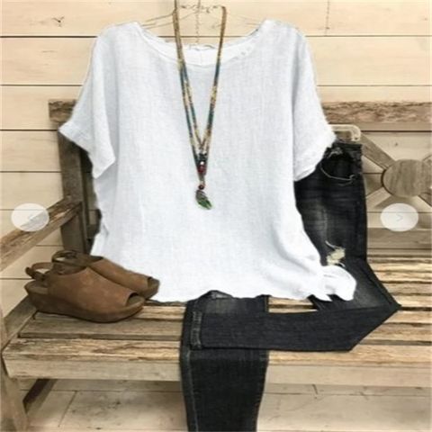 Women's Blouse Short Sleeve T-shirts Irregular Simple Style Solid Color
