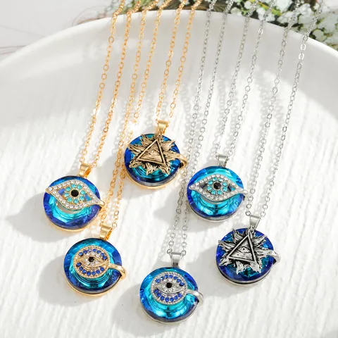 Ethnic Style Devil's Eye Alloy Titanium Steel Inlay Crystal Rhinestones Women's Pendant Necklace