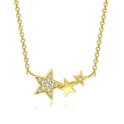 Simple Style Star Copper Gold Plated Zircon Necklace In Bulk