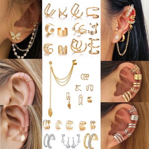 1 Set Simple Style Geometric Alloy Plating Inlay Artificial Gemstones Women's Ear Studs