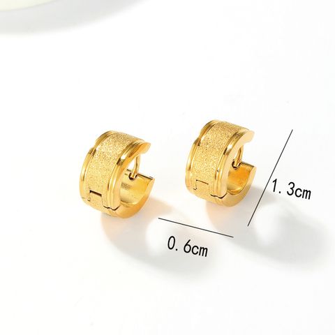 1 Pair Simple Style Solid Color Plating 201 Stainless Steel 18K Gold Plated Hoop Earrings