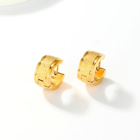 1 Pair Simple Style Solid Color Plating 201 Stainless Steel 18K Gold Plated Hoop Earrings