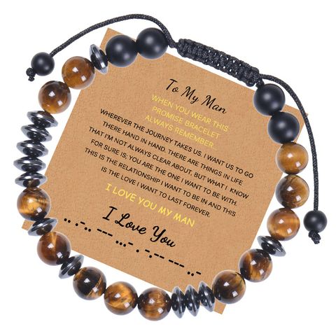 1 Piece Retro Geometric Natural Stone Tiger Eye Men's Bracelets