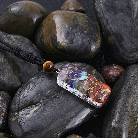 1 Piece Bohemian Colorful Natural Stone Pendant Necklace