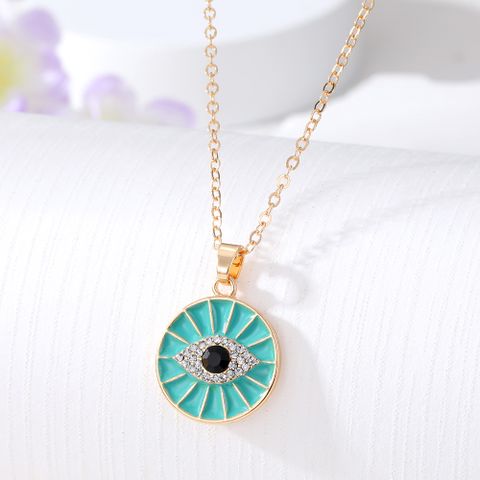 1 Piece Fashion Devil's Eye Alloy Inlay Artificial Diamond Women's Pendant Necklace