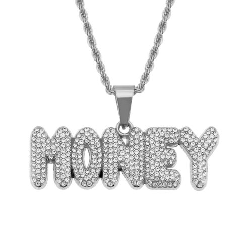 New Men's Diamond Money Letter Tag Pendant Necklace