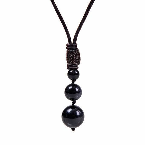 Simple Style Round Natural Stone Unisex Pendant Necklace