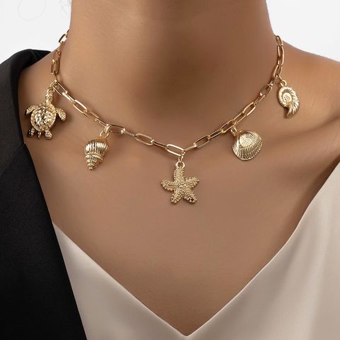 1 Piece Vacation Tortoise Starfish Shell Alloy Plating Women's Pendant Necklace