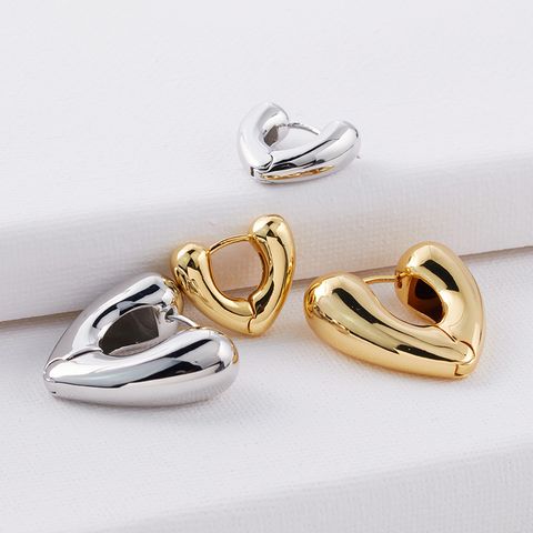 1 Pair Fashion Heart Shape Plating Copper 18k Gold Plated Earrings