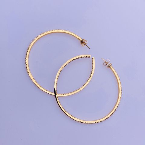 1 Pair Exaggerated Circle Alloy Inlay Zircon Gold Plated Women's Hoop Earrings