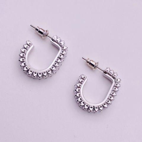 1 Pair Fashion Geometric Copper Inlay Zircon Ear Studs