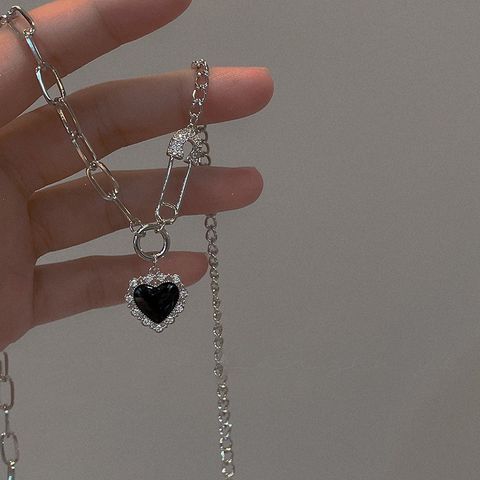 1 Piece Fashion Heart Shape Rhinestone Metal Plating Inlay Artificial Gemstones Women's Pendant Necklace