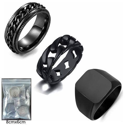 1 Set Punk Geometric Stainless Steel Plating Rings