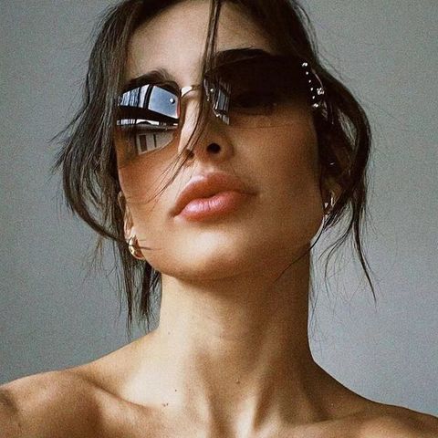 Fashion Solid Color Pc Square Inlaid Zircon Frameless Women's Sunglasses