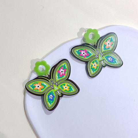 1 Pair Sweet Flower Butterfly Arylic Epoxy Women's Drop Earrings
