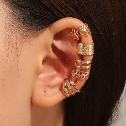 Wholesale Jewelry Simple Style C Shape Leaf Alloy 14k Gold Plated Plating Hollow Out Ear Clips