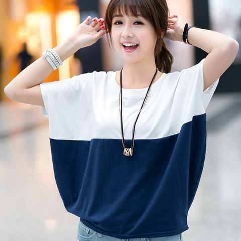 Sweet Korean Style Solid Color Polyester Milk Fiber Patchwork Rib-knit Blouse