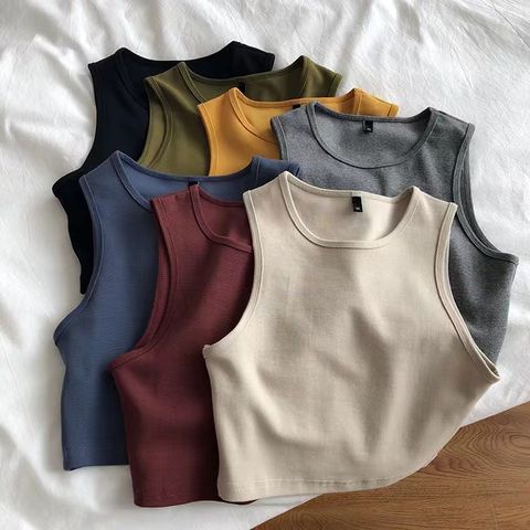 Women's T-shirt Sleeveless T-shirts Casual Solid Color