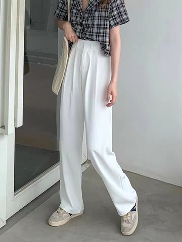 Women's Street British Style Solid Color Ankle-length Casual Pants Wide Leg Pants