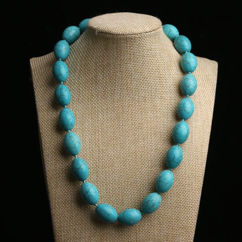 1 Piece Ethnic Style Oval Turquoise Polishing Necklace