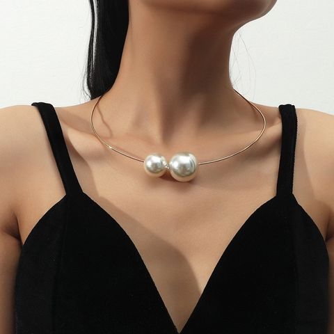 1 Piece Elegant Round Alloy Pearl Plating Gold Plated Women's Choker