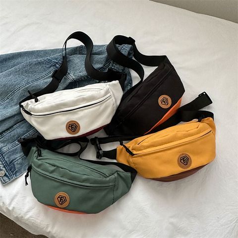 Women's Solid Color Canvas Zipper Shoulder Bag Crossbody Bag