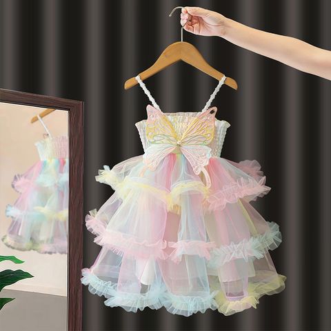 Cute Butterfly Butterfly Cotton Blend Girls Dresses