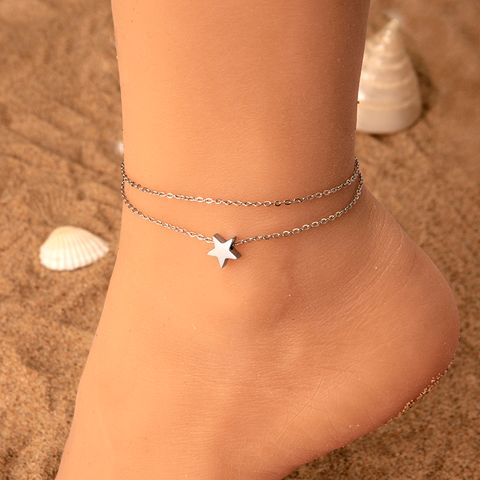 Simple Style Solid Color 304 Stainless Steel Chain Women'S Anklet