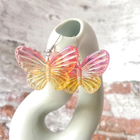 1 Pair Cute Butterfly Patchwork Arylic Drop Earrings