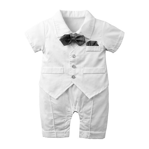 British Style Solid Color Polyester Baby Rompers