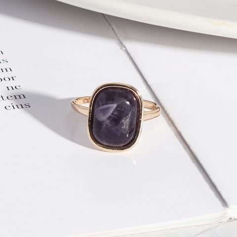 1 Piece Casual Rectangle Alloy Plating Inlay Natural Stone Shell Women's Rings