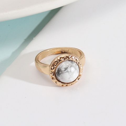 Ethnic Style Round Alloy Inlay Natural Stone Women's Rings