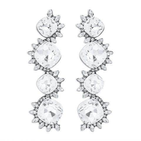 Wholesale Jewelry 1 Pair Simple Style Water Droplets Alloy Rhinestone Rhinestones Drop Earrings