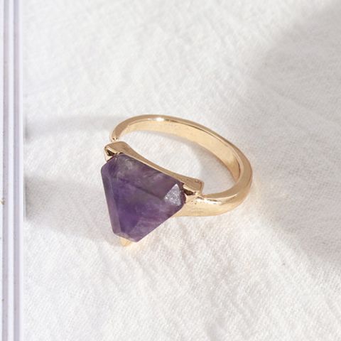 Vacation Triangle Alloy Inlay Natural Stone Rings