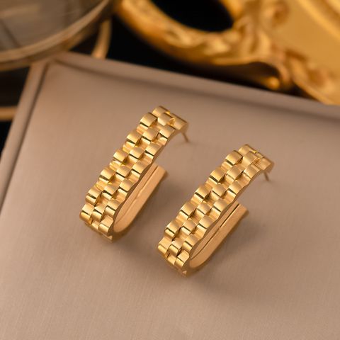 304 Stainless Steel 18K Gold Plated Rose Gold Plated Simple Style Plating Solid Color Bracelets Earrings Necklace